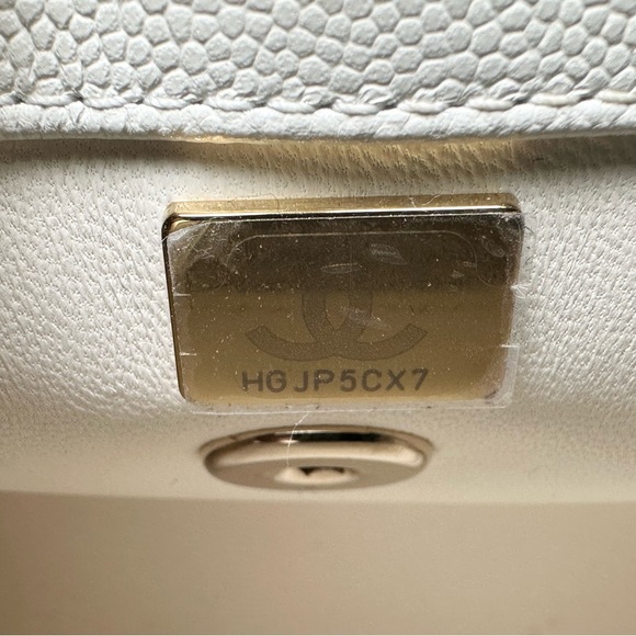 Chanel 21A Coco Top Handle White Caviar Small w/Microchipped Flap Bag - Picture 10 of 10